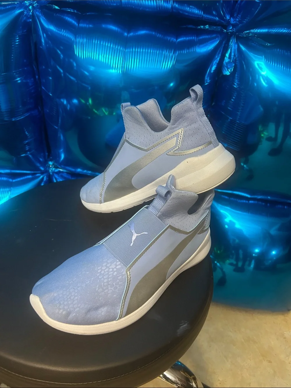 Puma Light Blue and Gray Slip-On Athletic Shoes